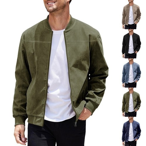 Mens solid suede jacket - suede, full