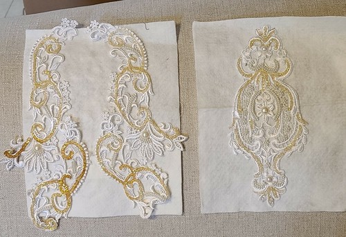 Applique white lace sequin - white,