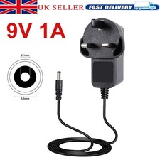 DC 9V 1A Mains Power Supply Adapter Charger UK Plug AC 100-240V 50-60Hz Black