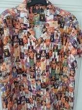 Men's Playboy Bunny  Allover Print Vintage Short Sleeve Shirt SZ Med 40/46