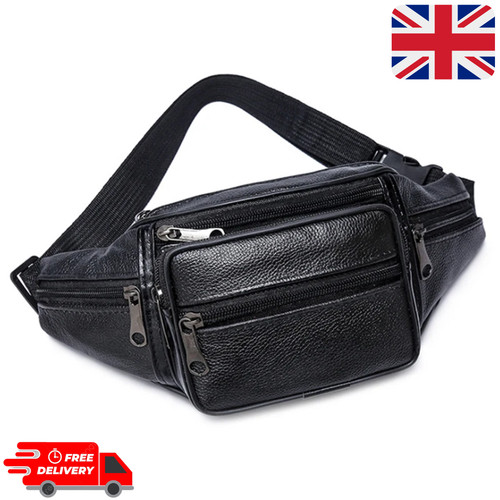 Mens leather waist bum bag - leather,