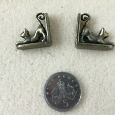 Dolls House CAT BOOKENDS Book Ends Antique Metal Miniature, Shelf 1:12 Scale