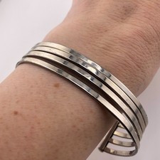 Silver Tone Cuff Bangle Band