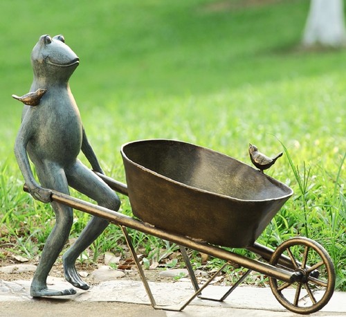 Frog and bird - bird, wheelbarrow