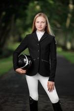 LeMieux Junior Pro Show Jacket Black | Crystal Detail, Front Zip
