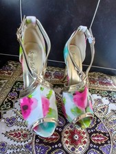 Ladies SERGIO TODZI  Floral  Stiletto Heels Shoes Peep Toe GREEN size 3.5