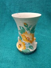 Vintage Art Deco 1930s Brentleigh Ware Pottery Vase With Floral Motif