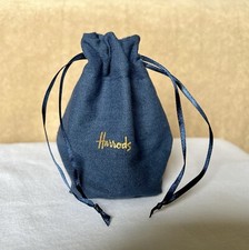 Harrods London Name / Logo on Canvas Jewelry Storage Gift Dust Bag Pouch Small