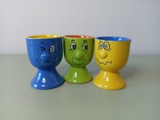 3x Funny Face Egg Cups