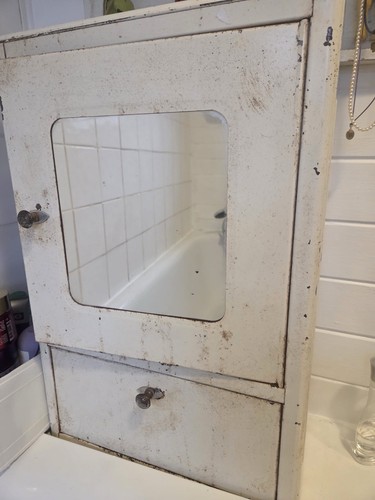 White vintage bathroom cabinet - vintage,