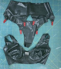 Latex Rubber fetish wear lingerie 3 Piece SET  Size Medium 12/14