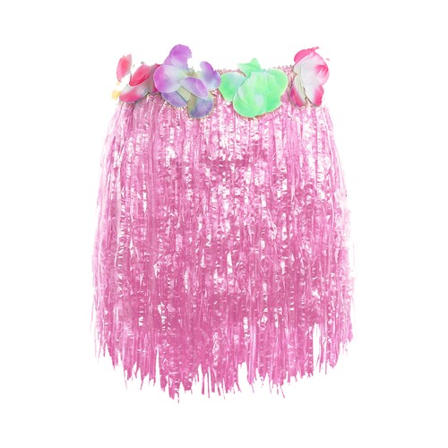 Pink hula grass skirt with - grass,