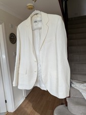 Zara Linen Blazer Cream Timeless & Elegant Size M UK 10 12