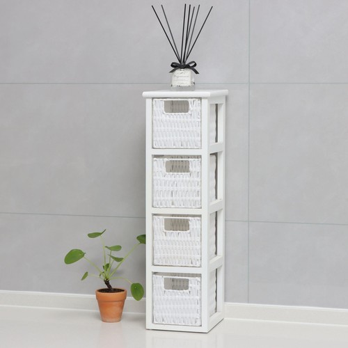 White chest rattan storage - white,