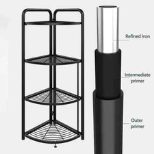 Black Metal Foldable Collapsible Floor Standing Corner Shelf Rack Storage Unit