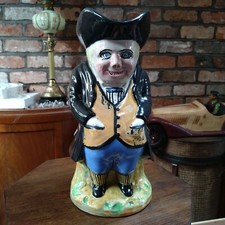 Tall Antique Handpainted Dickensian Style Toby Jug By ES