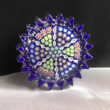 Vintage Collectable Perthshire Millefiori Glass Paperweight Star 6 Ribbon Spokes