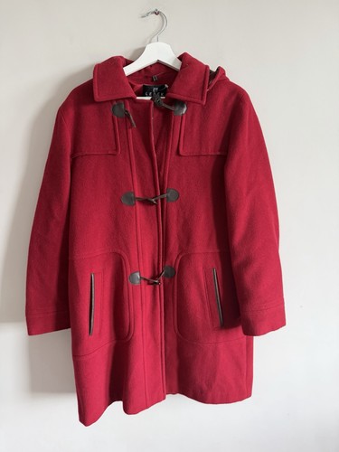 Red wool duffle coat - wool, hooded