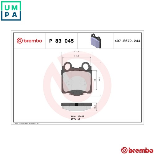 Brake pad set disc - disc, 83