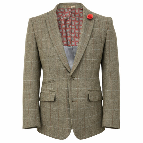 Fawn check herringbone jacket - check,
