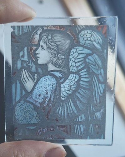 Stained glass angel - , praying