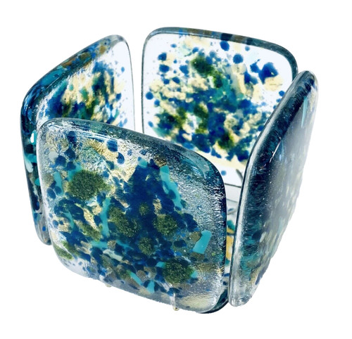 Fused glass tea light holder - tea,