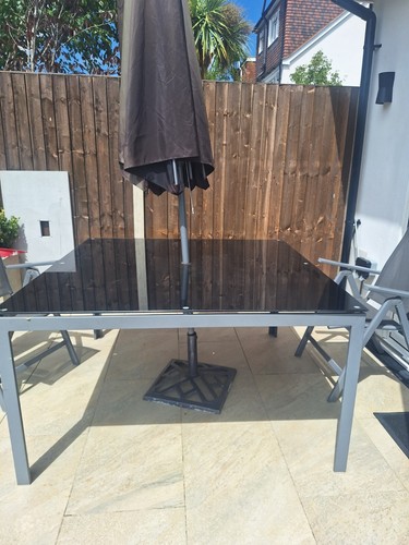 Grey metal garden table - 137, x