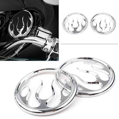 Chrome flame speaker grill - 2x,