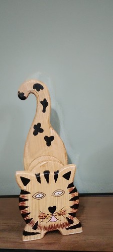 Vintage wooden cat - wooden, rack