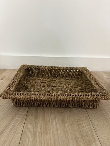 Woven seagrass basket tray - woven,