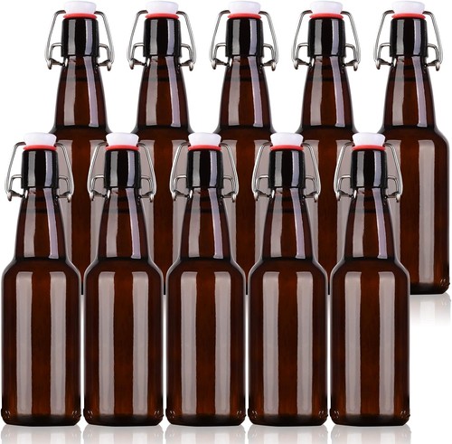 Amber beer bottles with flip - bottles,