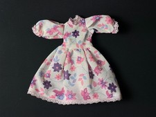 Vintage Faerie Glen dress white nylon purple pink floral net lining fit 12” doll
