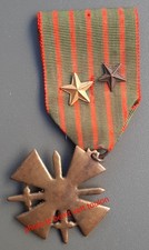 WW1 Croix de Guerre UNIFACE 2 quotes bronze 1914-1918 ORIGINAL FRENCH MEDAL