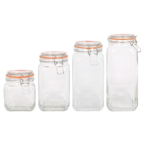 Square glass storage jar - square,