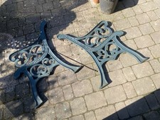 Vintage Pair Of Green Painted Cast Iron Bench Chair Ends Garden Project