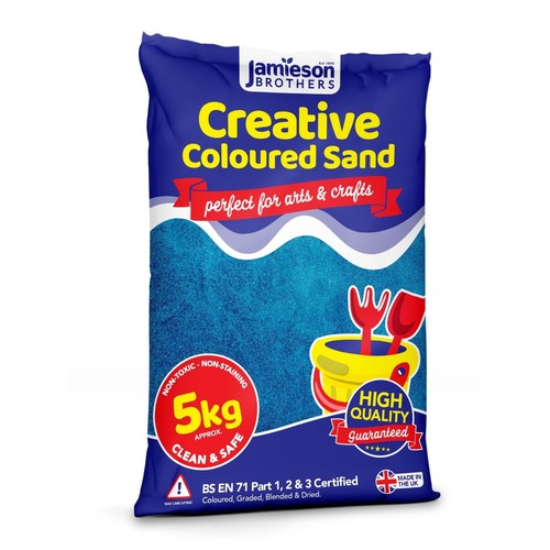 Blue coloured dry play sand - coloured,