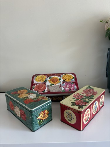 Vintage floral storage tins - floral,