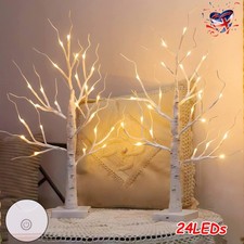 Set of 2 Birch Twig Tree with Lights for Tabletop Decorations Home Party Wedding