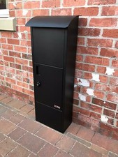 METZ Large Black Letter Box Post Box Mail Letterbox Top Drop tall PARCEL Box