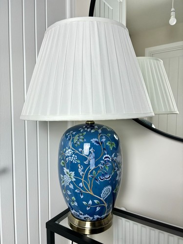 Blue green white floral - blue,
