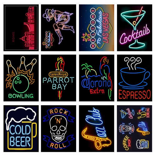 Neon prints retro metal - neon,