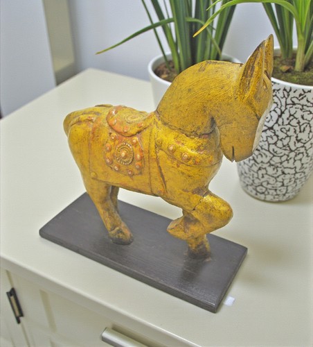 Vintage wooden horse figurine - horse,