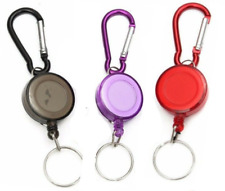 Retractable Key Chain Safety Coil Carabiner Security Belt ID Card Holder Badge