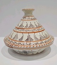 Handmade Serving Tagine In Cream And Orange