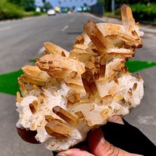 471G Natural Yellow Pineapple quartz cluster crystal specimen Healing