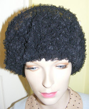 Vintage 1950s hat black nylon