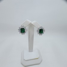Tova Diamonique Simulated Emerald & CZ Stud Sterling Silver Earrings