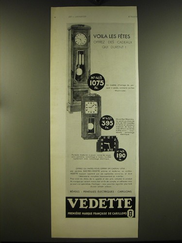1932 vedette clocks in - vedette,