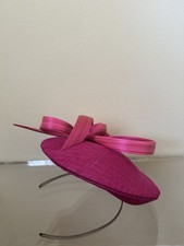 Philip Treacy London Fascinator Sinamay Hat Pink Bow Headpiece Hatinator