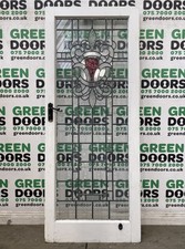 STAINED GLASS BACK DOOR ANTIQUE 1930s RECLAIMED WOODEN WOOD EXTERNAL LEADED OLD
